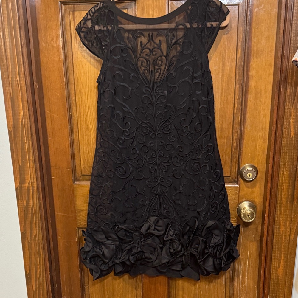 Guess Black Embroidered Mini Dress